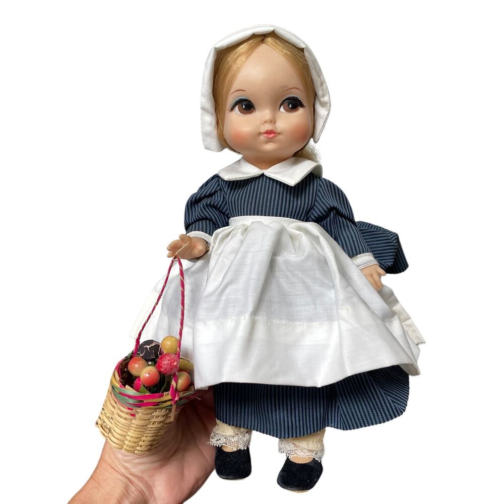 Miss Rose of Royal Doll Vintage 1965 Joy Puritan Pilgrim Girl w/ Basket FLAW